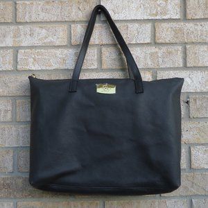 Joy Mangano black leather tote bag.